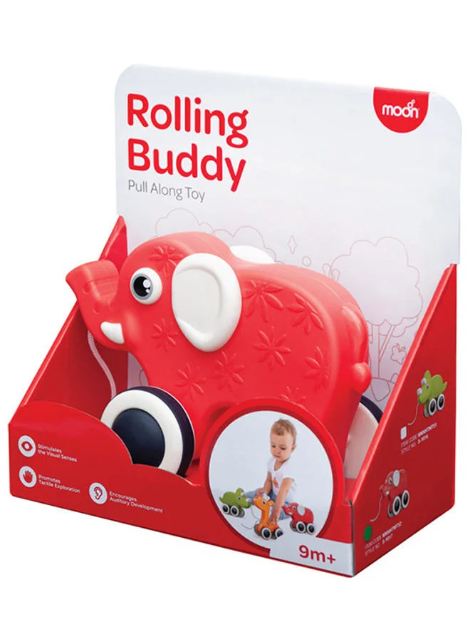 مون Rolling Buddy Pull Along Toy Montessori Toys And Stacking Toys, Learning Educational Toys For 6M+ Developmental Motor Skills, Preschool Toy - Elephant