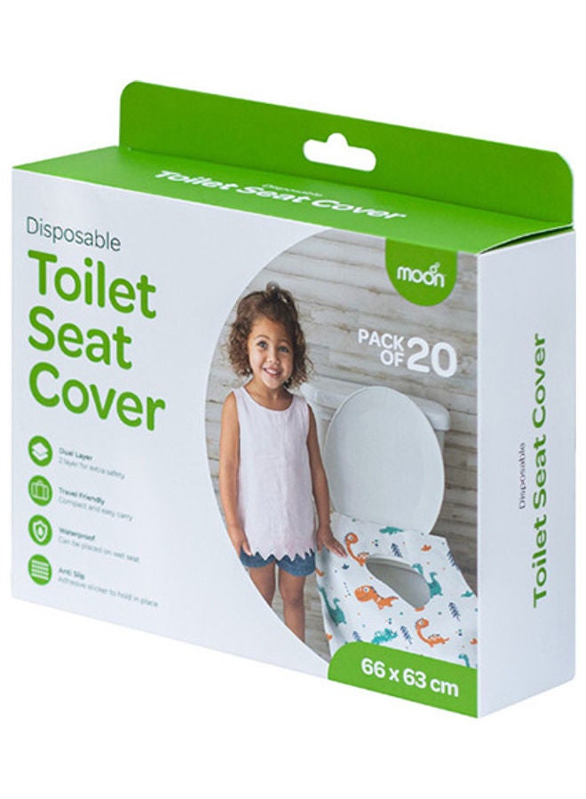 Waterproof Travel Disposable Toilet Seat Cover From 6M And Above To 12 Yrs 66 X 63 Cm Pack Of 20Pcs – Dino Print