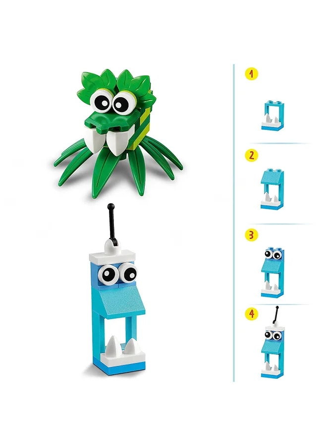 ليغو Classic Creative Monsters Building Kit; Includes 5 Monster Toy Mini Build Ideas To Inspire Creative Play For Kids Aged 4 And Up; Helps Children Develop Key Life Skills (140 Pieces) 11017