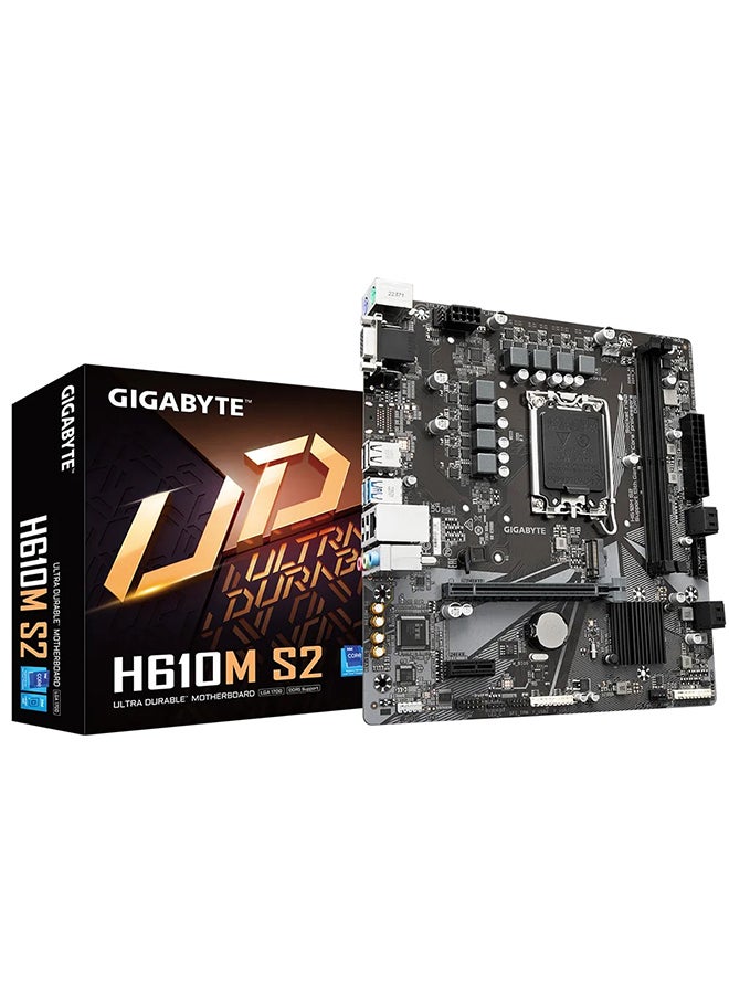 GIGABYTE - MOTHERBOARD H610M S2 DDR4 ULTRA DURABLE GAMING -LGA 1700 Black - Image 1