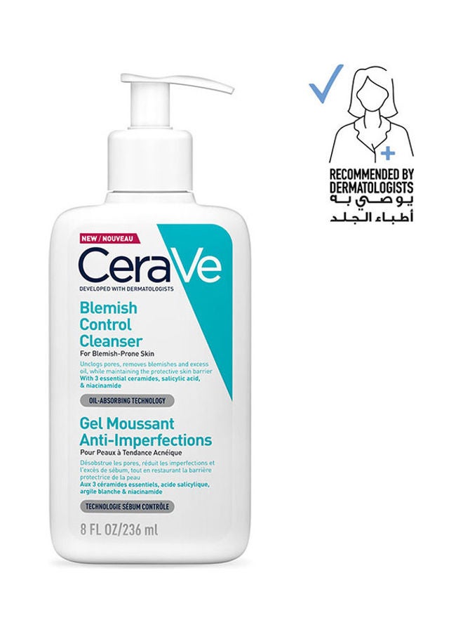 CeraVe - Blemish Control Cleanser Face Wash For Acne & Blemish Prone Skin With 3 Essential Ceramides, Salicylic Acid, & Niacinamide 236ml - Image 1