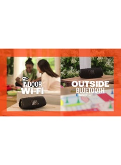 JBL Charge 5 Portable Wi-Fi and Bluetooth Speaker, Deep Powerful Bass, 20H Battery, Waterproof & Dustproof, Built-In Charger, Self-Tuning Feature, Open Streaming Ecosystem Black  - Image 5