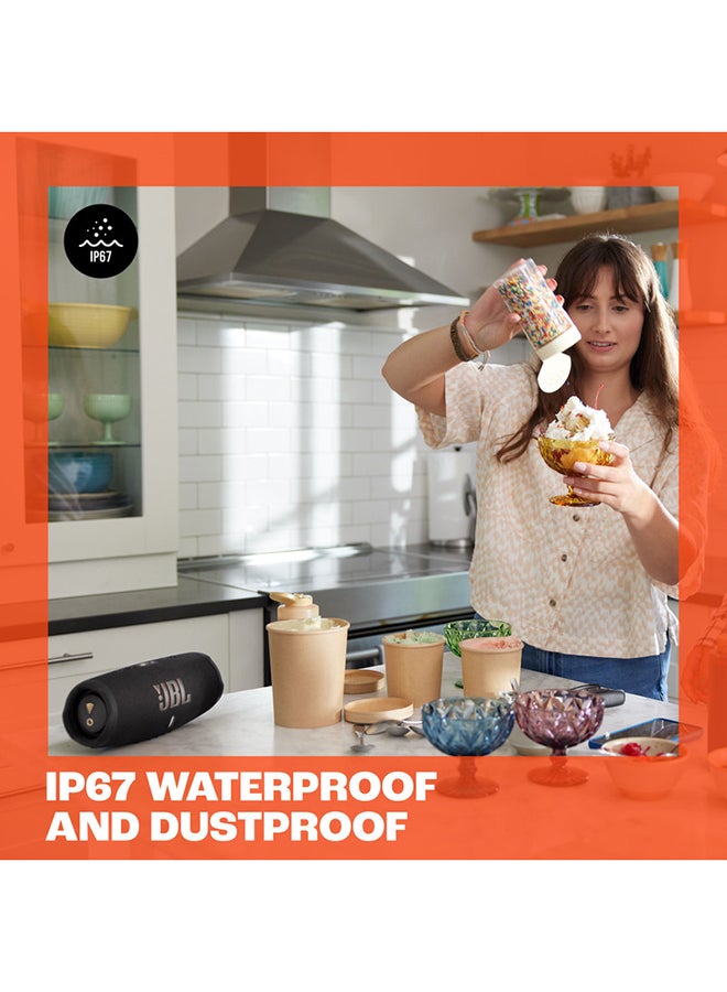 JBL - Charge 5 Portable Wi-Fi and Bluetooth Speaker, Deep Powerful Bass, 20H Battery, Waterproof & Dustproof, Built-In Charger, Self-Tuning Feature, Open Streaming Ecosystem Black - Image 1