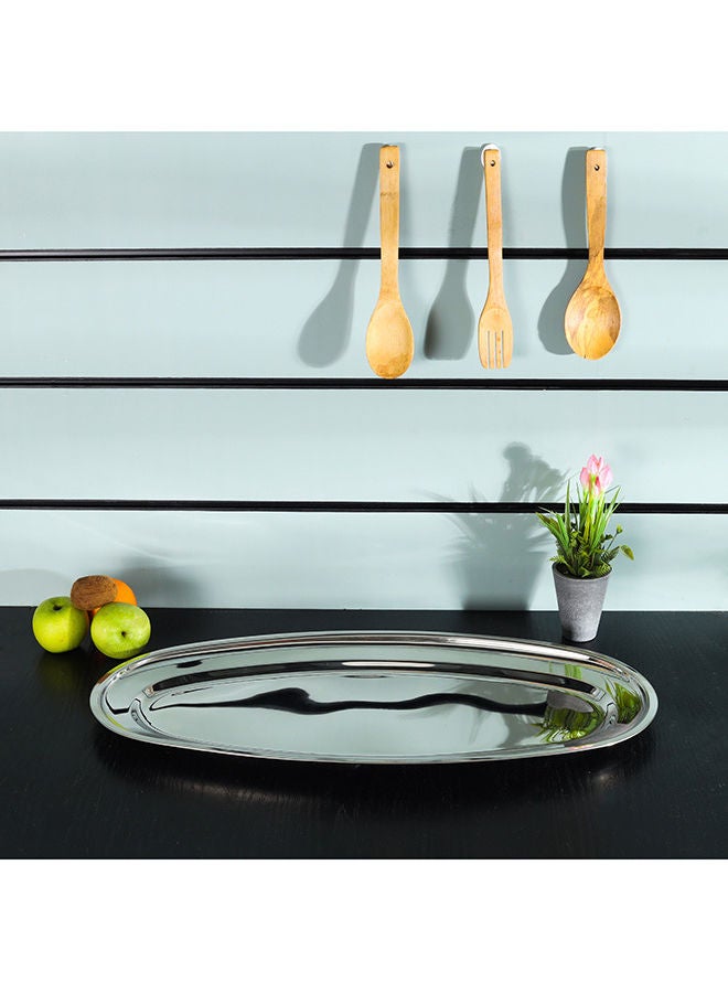 Royalford Premium-Quality Stainless Steel Light-Weight and Food-Grade Tray| Elegant Mirror-Finish Body and Durable Design| Perfect for Serving Fish and Other Food| Silver Silver 70cm  - Image 2