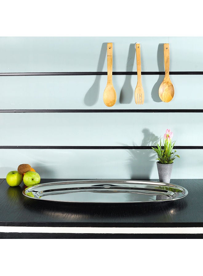 Royalford Premium-Quality Stainless Steel Light-Weight and Food-Grade Tray| Elegant Mirror-Finish Body and Durable Design| Perfect for Serving Fish and Other Food| Silver Silver 70cm  - Image 3