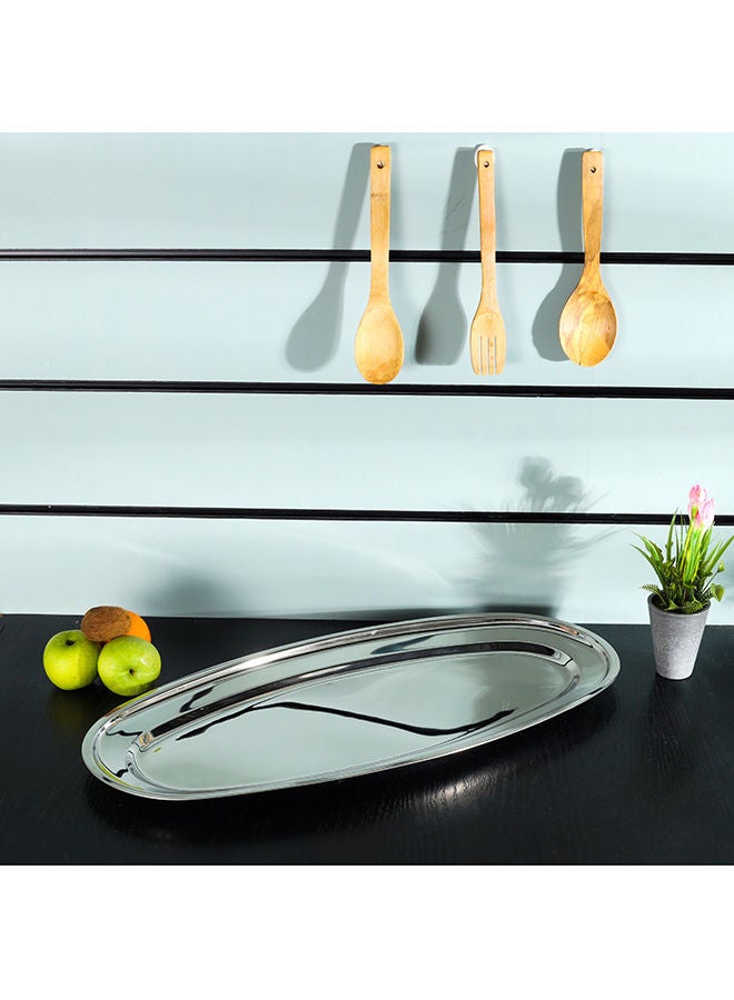 Royalford Premium-Quality Stainless Steel Light-Weight and Food-Grade Tray| Elegant Mirror-Finish Body and Durable Design| Perfect for Serving Fish and Other Food| Silver Silver 70cm  - Image 4