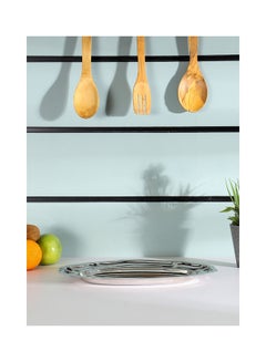 Royalford Premium-Quality Stainless Steel Light-Weight and Food-Grade Tray| Elegant Mirror-Finish Body and Durable Design| Perfect for Serving Food| Silver Silver 45cm  - Image 3