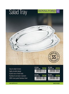 Royalford Premium-Quality Stainless Steel Light-Weight and Food-Grade Tray| Elegant Mirror-Finish Body and Durable Design| Perfect for Serving Food| Silver Silver 45cm  - Image 5