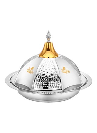 35 CM Galaxy Cozy Tray with Dome Lid Versatile And Strong Stainless Steel Construction with Mirror Finish Body and Elegant Long Golden-Finish Knob Silver/Golden 35cm - v1688121270/N53417741A_1