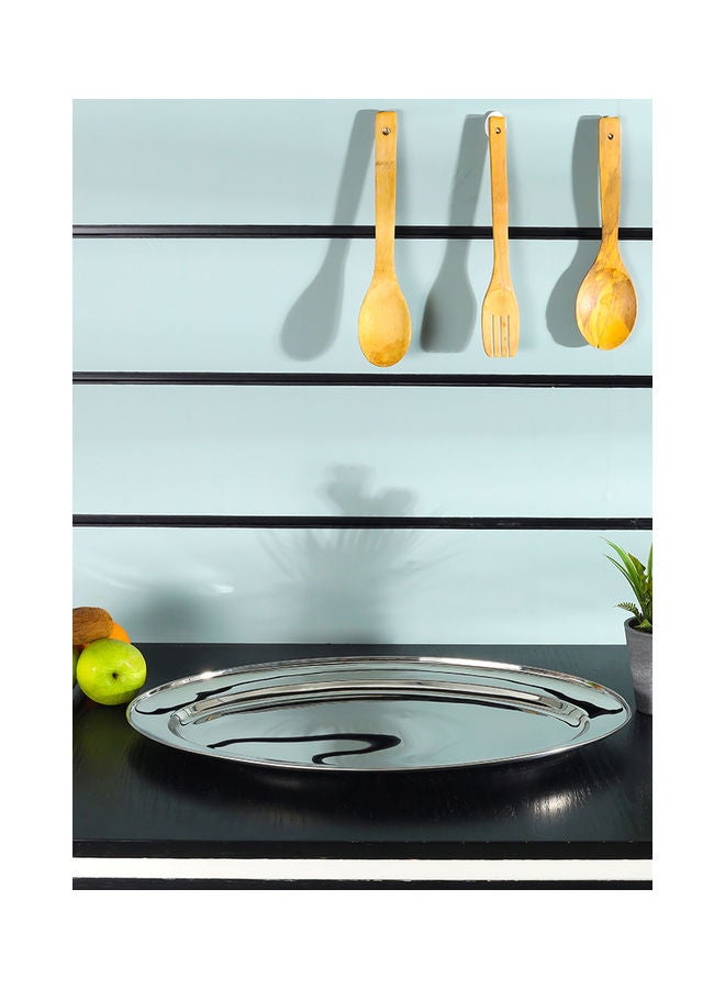 Royalford - Premium-Quality Stainless Steel Light-Weight and Food-Grade Tray| Elegant Mirror-Finish Body and Durable Design| Perfect for Serving Food| Silver Silver 50cm - Image 1