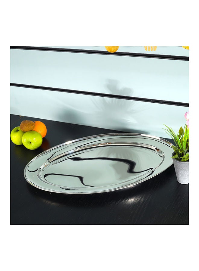 Royalford - Premium-Quality Stainless Steel Light-Weight and Food-Grade Tray| Elegant Mirror-Finish Body and Durable Design| Perfect for Serving Food| Silver Silver 60cm - Image 1