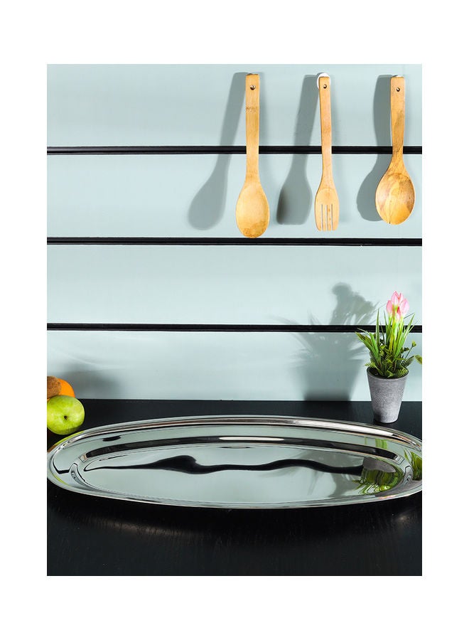 Royalford Premium-Quality Stainless Steel Light-Weight and Food-Grade Tray| Elegant Mirror-Finish Body and Durable Design| Perfect for Serving Fish and Other Food| Silver Silver 80cm  - Image 4