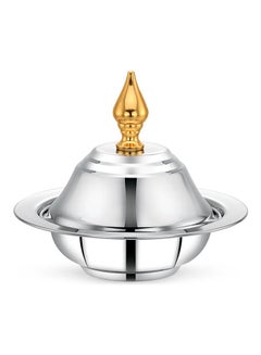 Royalford Perfect for Serving Dates Dried Nuts Candies Etc.| Versatile And Strong Stainless Steel Construction with Mirror Finish Body and Elegant Long Golden-Finish Knob| Silver and Golden Silver/Golden 18cm  - Image 1