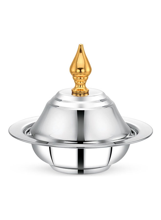 Royalford Perfect for Serving Dates Dried Nuts Candies Etc.| Versatile And Strong Stainless Steel Construction with Mirror Finish Body and Elegant Long Golden-Finish Knob| Silver and Golden Silver/Golden 18cm - Image 1