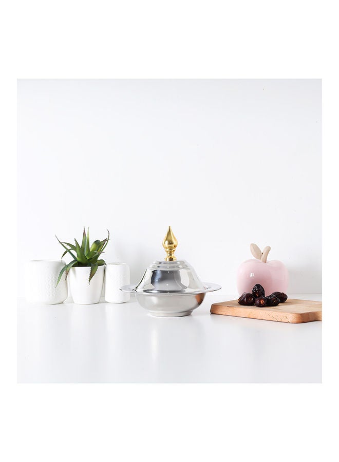 Royalford Perfect for Serving Dates Dried Nuts Candies Etc.| Versatile And Strong Stainless Steel Construction with Mirror Finish Body and Elegant Long Golden-Finish Knob| Silver and Golden Silver/Golden 18cm - Image 2