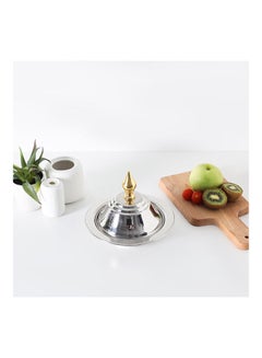 Royalford Perfect for Serving Dates Dried Nuts Candies Etc.| Versatile And Strong Stainless Steel Construction with Mirror Finish Body and Elegant Long Golden-Finish Knob| Silver and Golden Silver/Golden 18cm  - Image 3