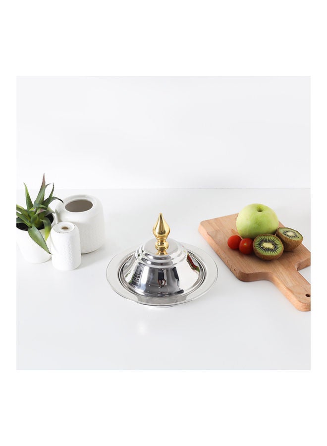 Royalford Perfect for Serving Dates Dried Nuts Candies Etc.| Versatile And Strong Stainless Steel Construction with Mirror Finish Body and Elegant Long Golden-Finish Knob| Silver and Golden Silver/Golden 18cm - Image 3