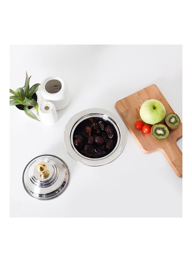 Royalford Perfect for Serving Dates Dried Nuts Candies Etc.| Versatile And Strong Stainless Steel Construction with Mirror Finish Body and Elegant Long Golden-Finish Knob| Silver and Golden Silver/Golden 18cm - Image 4