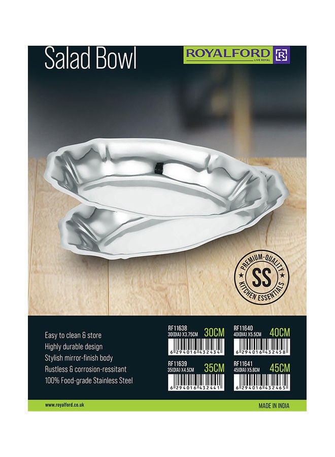 Royalford Premium-Quality Stainless Steel Construction Light-Weight and Food-Grade Bowl with Elegant Mirror-Finish Design| Perfect for Serving Salads Soup Snacks| Silver Silver 35cm - Image 5