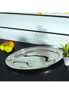 Royalford Premium-Quality Stainless Steel Light-Weight and Food-Grade Tray| Elegant Mirror-Finish Body and Durable Design| Perfect for Serving Food| Silver Silver 65cm  - Image 3