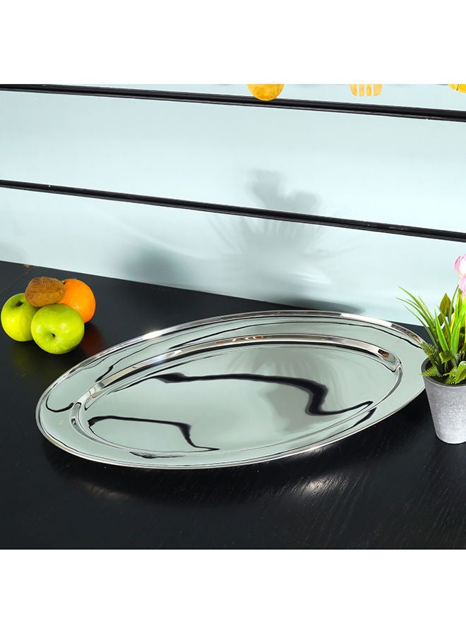 Royalford Premium-Quality Stainless Steel Light-Weight and Food-Grade Tray| Elegant Mirror-Finish Body and Durable Design| Perfect for Serving Food| Silver Silver 65cm  - Image 3
