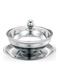 Royalford Leomax Dates Bowl With Glass Lid Premium Quality Stainless Steel Tempered Glass Lid With Steel Frame Silver 14cm  - Image 1