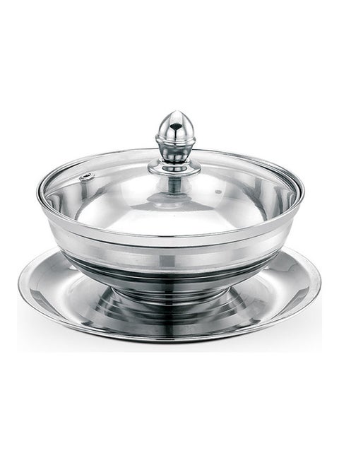Leomax Dates Bowl With Glass Lid Premium Quality Stainless Steel Tempered Glass Lid With Steel Frame Silver 14cm