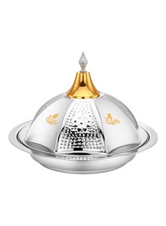 Royalford Perfect for Serving Desserts Appetizers Etc.| Versatile And Strong Stainless Steel Construction with Mirror Finish Body and Elegant Long Golden-Finish Knob| Silver and Golden Silver/Golden 40cm  - Image 1