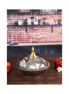 Royalford Perfect for Serving Desserts Appetizers Etc.| Versatile And Strong Stainless Steel Construction with Mirror Finish Body and Elegant Long Golden-Finish Knob| Silver and Golden Silver/Golden 40cm  - Image 4