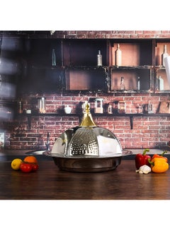 Royalford Perfect for Serving Desserts Appetizers Etc.| Versatile And Strong Stainless Steel Construction with Mirror Finish Body and Elegant Long Golden-Finish Knob| Silver and Golden Silver/Golden 50cm  - Image 2