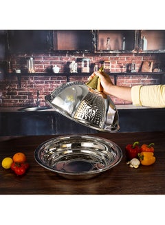 Royalford Perfect for Serving Desserts Appetizers Etc.| Versatile And Strong Stainless Steel Construction with Mirror Finish Body and Elegant Long Golden-Finish Knob| Silver and Golden Silver/Golden 50cm  - Image 3