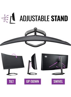 COOLER MASTER Curved Frameless Ultrawide WQHD Gaming QLED Monitor - 3440x1440P,1500R VA Panel Black  - Image 3