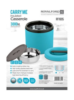 Royalford Elegant And Unique Design Multiple Containers PP Outer Body With PU Foam Insulation And Stainless Steel Inner Casting| BPA-Free Easy To Carry And Firm Twist Lock| Casserole With Lid Assorted 3000ml  - Image 5