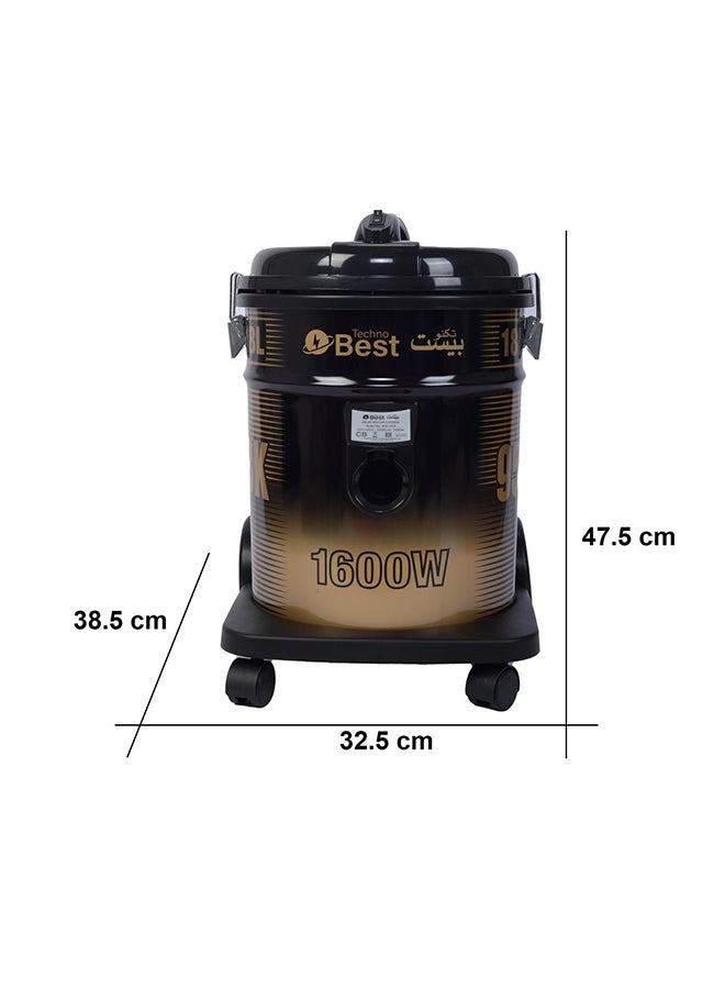 Techno Best - Drum Vacuum Cleaner 18 L 1600 W BVC-018 Black/Gold - Image 1