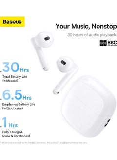 Baseus Bowie WX5 True Wireless Earphones /White/ 30H Playback Bluetooth 5.3 TWS Earbuds with 4 ENC Mics + AI Noise Cancellation Algorithm 0.06s Low Latency Fast  Charge Ear Buds for Android and iOS White  - Image 3
