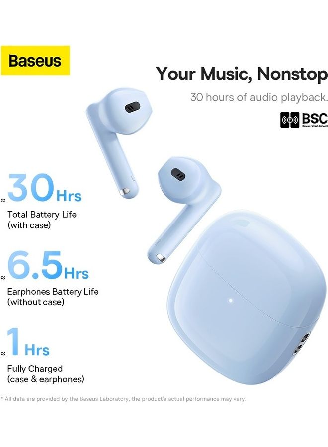 Baseus - Bowie WX5 True Wireless Earphones /blue/ 30H Playback Bluetooth 5.3 TWS Earbuds with 4 ENC Mics + AI Noise Cancellation Algorithm 0.06s Low Latency Fast  Charge Ear Buds for Android and iOS Blue - Image 1