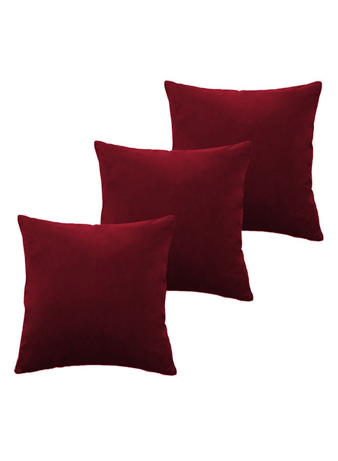 PENHALIGON'S - 3 Piece Square Velvet Soft Cushion Set Burgundy - Image 1