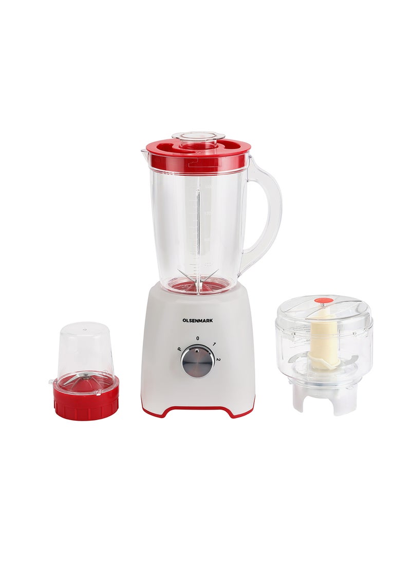 Olsenmark - 3 In 1 Multifunctional Blender 1.6 L 600.0 W OMSB2336 White/Clear - Image 1