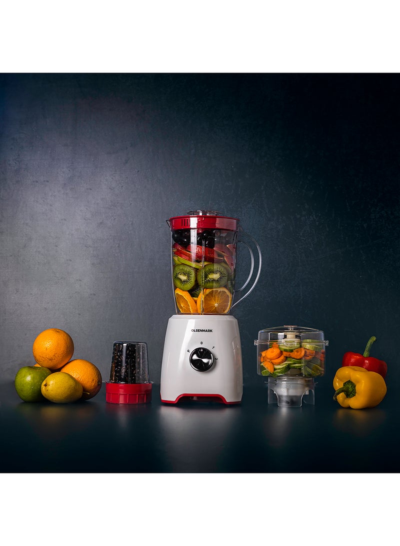 Olsenmark - 3 In 1 Multifunctional Blender 1.6 L 600.0 W OMSB2336 White/Clear - Image 1
