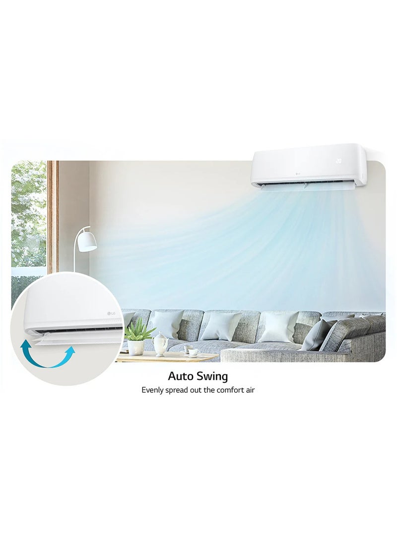 LG - 1.5 Ton Split Air Conditioner with Rotary Compressor, 2024 Model with WiFi, T3 Cool Only, 410 Gas, 4 Way Swing  1.5 TON T18ZCA White - Image 1