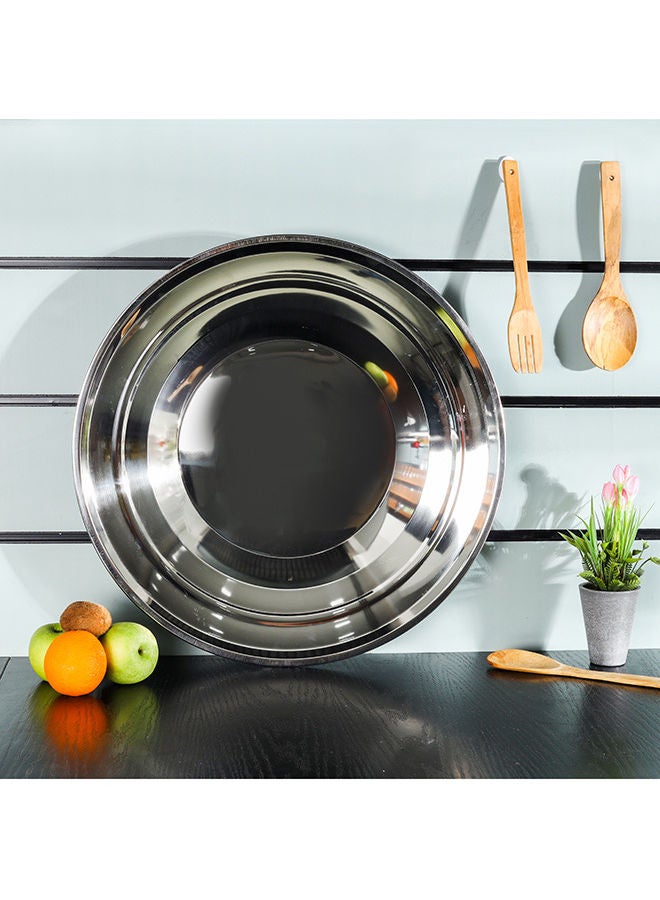 رويال فورد Premium-Quality Light-Weight and Food-Grade Stainless Steel Plate| Elegant and Durable with a Mirror-Finish Body| Perfect for Serving Food| Silver Silver 50cm  - Image 2