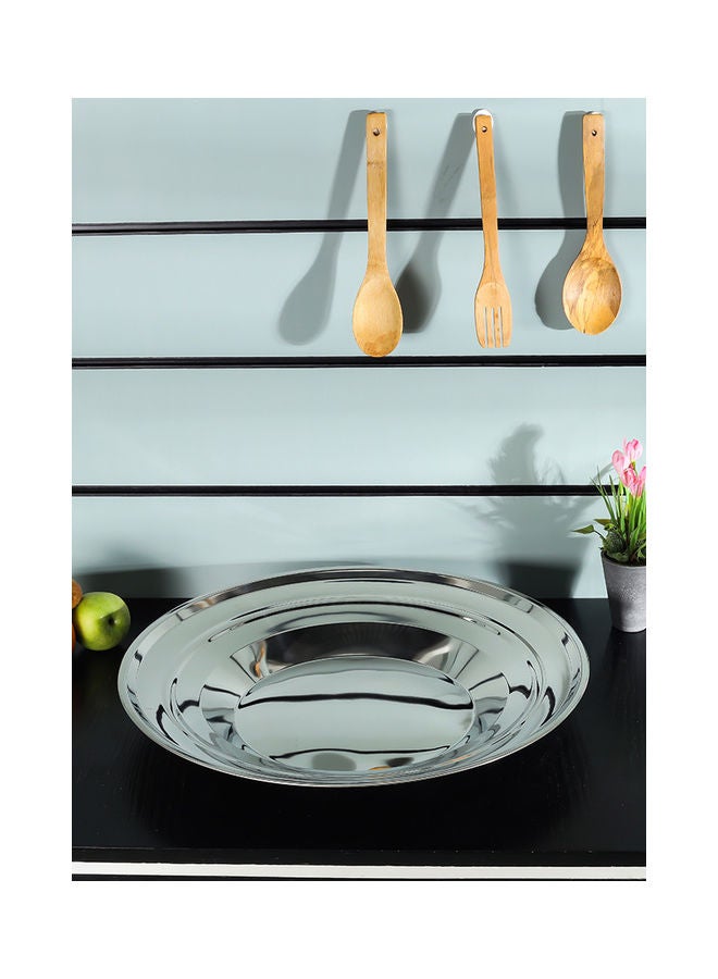 رويال فورد Premium-Quality Light-Weight and Food-Grade Stainless Steel Plate| Elegant and Durable with a Mirror-Finish Body| Perfect for Serving Food| Silver Silver 50cm  - Image 3