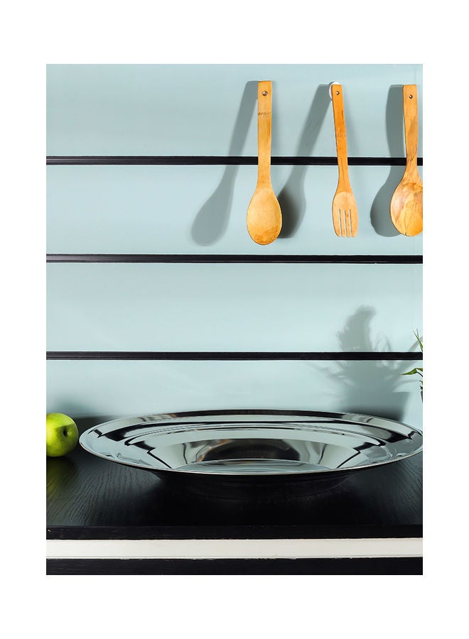 رويال فورد Premium-Quality Light-Weight and Food-Grade Stainless Steel Plate| Elegant and Durable with a Mirror-Finish Body| Perfect for Serving Food| Silver Silver 50cm  - Image 4