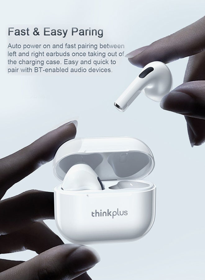 Lenovo - LP40 TWS Wireless Earphone Bluetooth wireless 5.0 Dual Stereo Bass Touch Control IP54 life White - Image 1