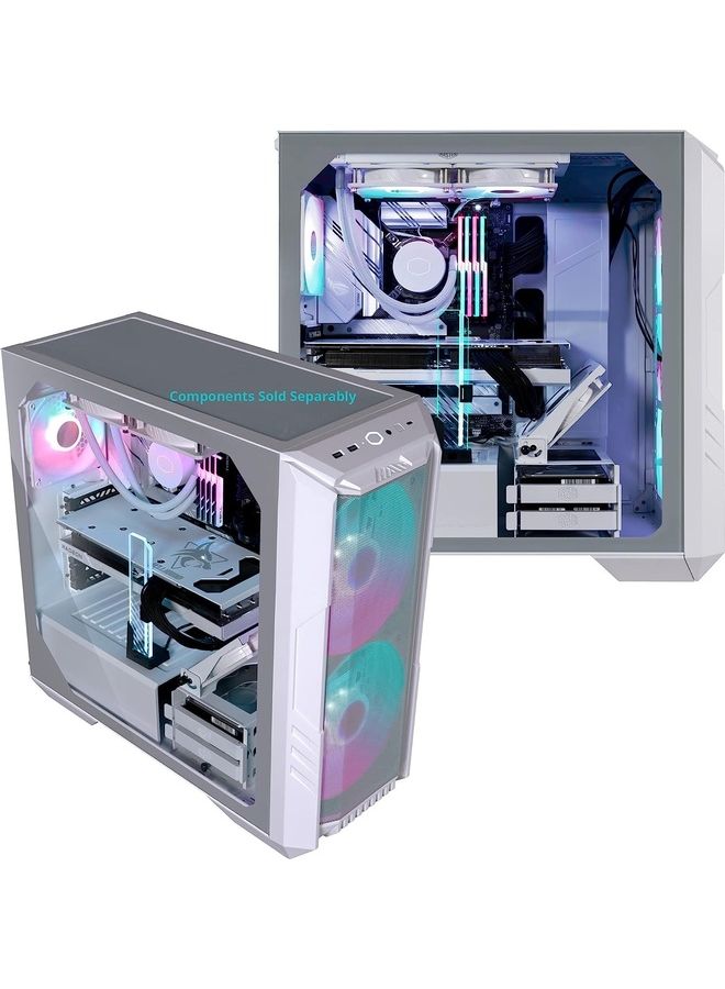 COOLER MASTER - HAF 500 Edition High Airflow ATX Mid-Tower With Mesh Front Panel, Dual 200mm ARGB Lighting Fans, Rotatable GPU Fan, USB 3.2 Gen 2 Type C And Tempered Glass White - Image 1