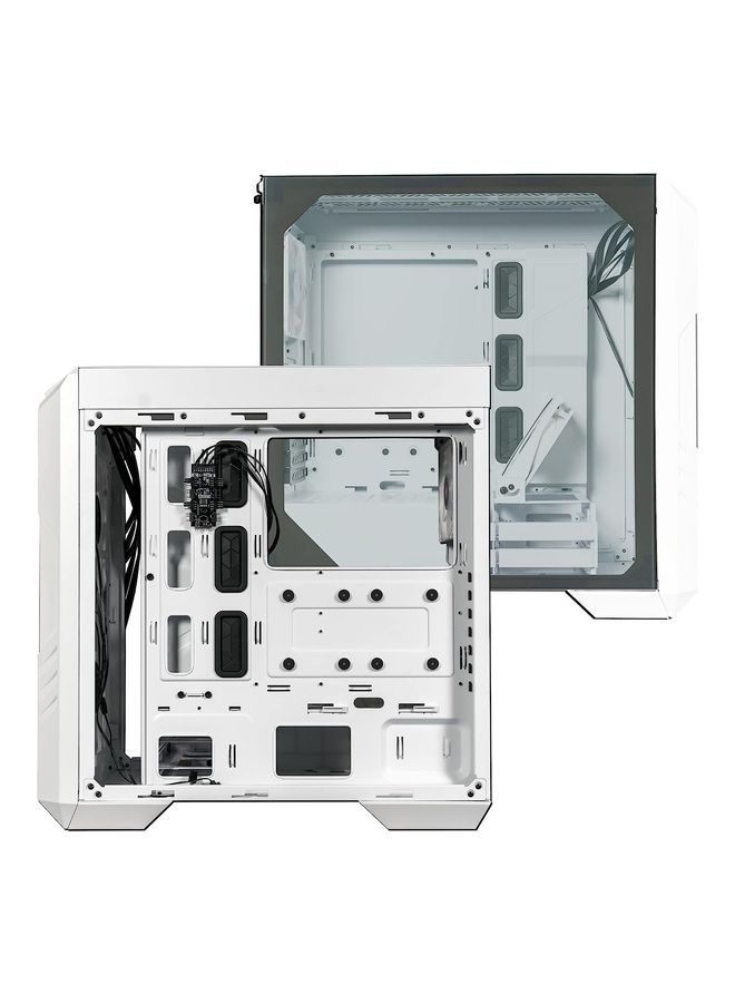 COOLER MASTER - HAF 500 Edition High Airflow ATX Mid-Tower With Mesh Front Panel, Dual 200mm ARGB Lighting Fans, Rotatable GPU Fan, USB 3.2 Gen 2 Type C And Tempered Glass White - Image 1