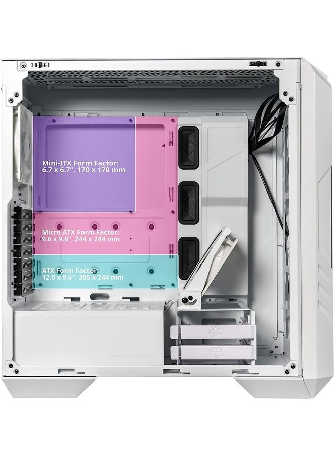 COOLER MASTER - HAF 500 Edition High Airflow ATX Mid-Tower With Mesh Front Panel, Dual 200mm ARGB Lighting Fans, Rotatable GPU Fan, USB 3.2 Gen 2 Type C And Tempered Glass White - Image 1
