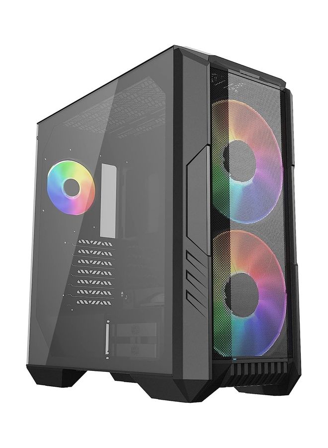 COOLER MASTER - HAF 500 High Airflow ATX Mid-Tower With Mesh Front Panel, Dual 200mm Customizable ARG Lighting Fans, Rotatable GPU Fan, USB 3.2 Gen 2 Type C And Tempered Glass Black - Image 1