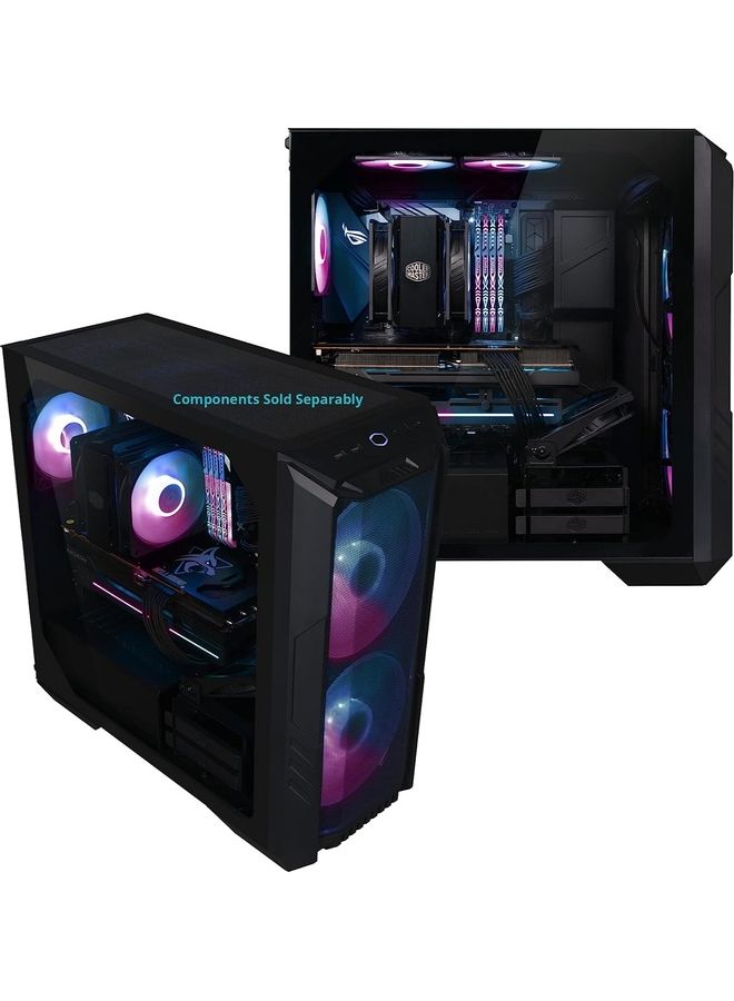 COOLER MASTER - HAF 500 High Airflow ATX Mid-Tower With Mesh Front Panel, Dual 200mm Customizable ARG Lighting Fans, Rotatable GPU Fan, USB 3.2 Gen 2 Type C And Tempered Glass Black - Image 1