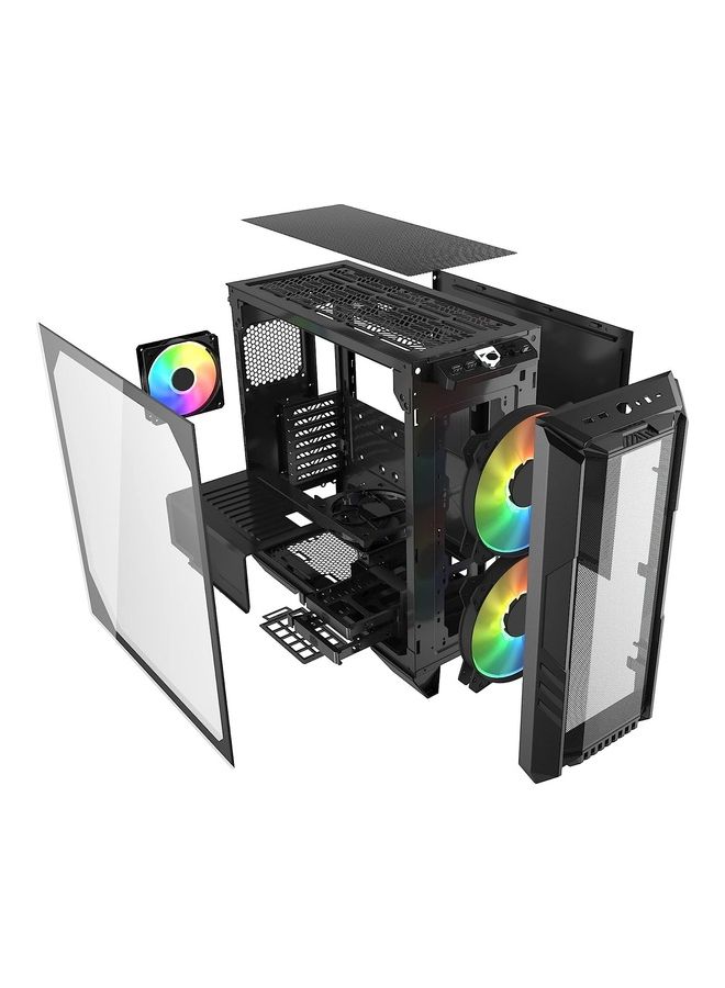 COOLER MASTER - HAF 500 High Airflow ATX Mid-Tower With Mesh Front Panel, Dual 200mm Customizable ARG Lighting Fans, Rotatable GPU Fan, USB 3.2 Gen 2 Type C And Tempered Glass Black - Image 1